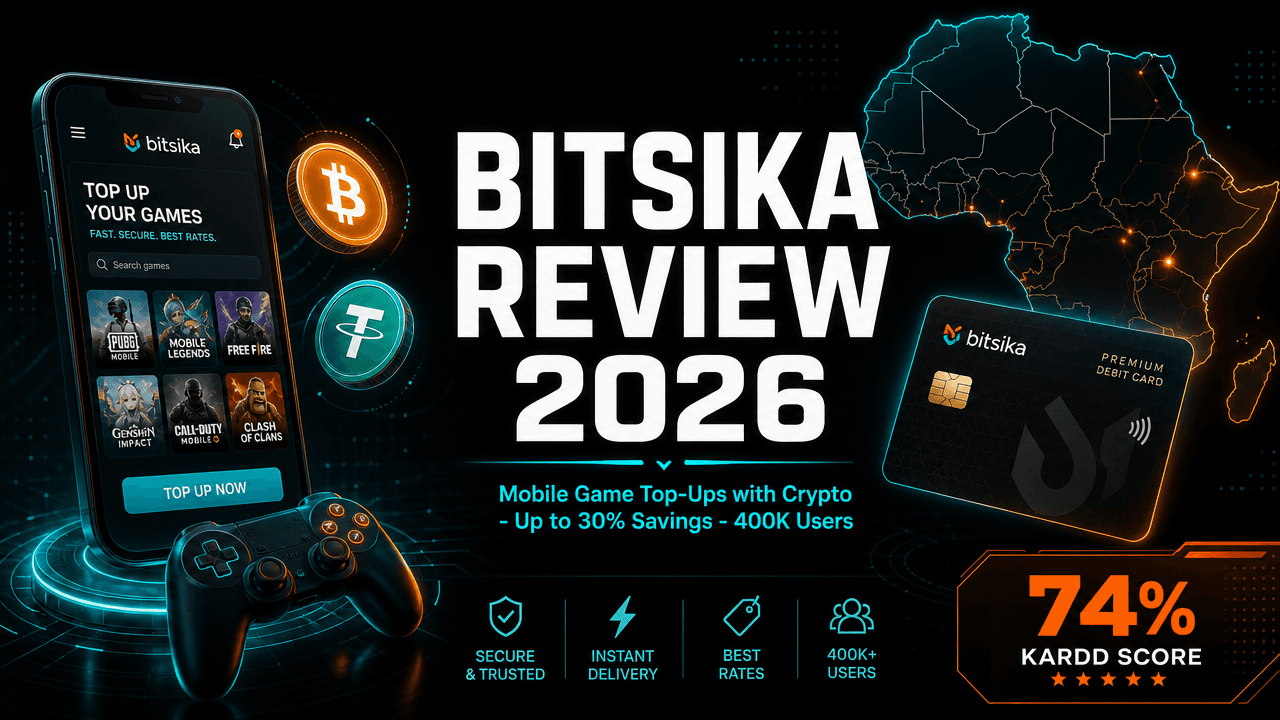 Bitsika Review 2026 - Mobile game top-ups with crypto, virtual Visa card, KYC required