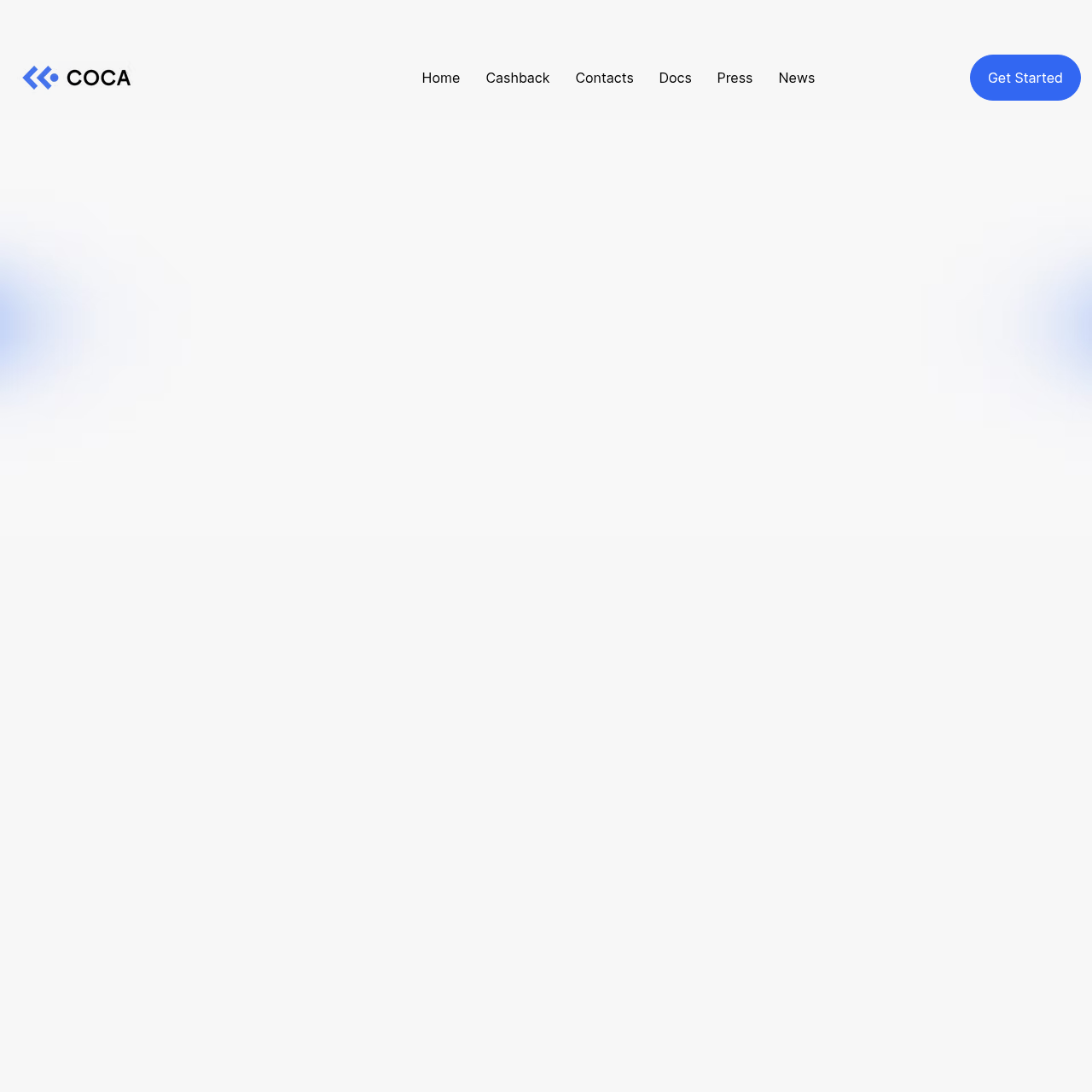 COCA Cards official page showing Visa and Mastercard physical and virtual card options