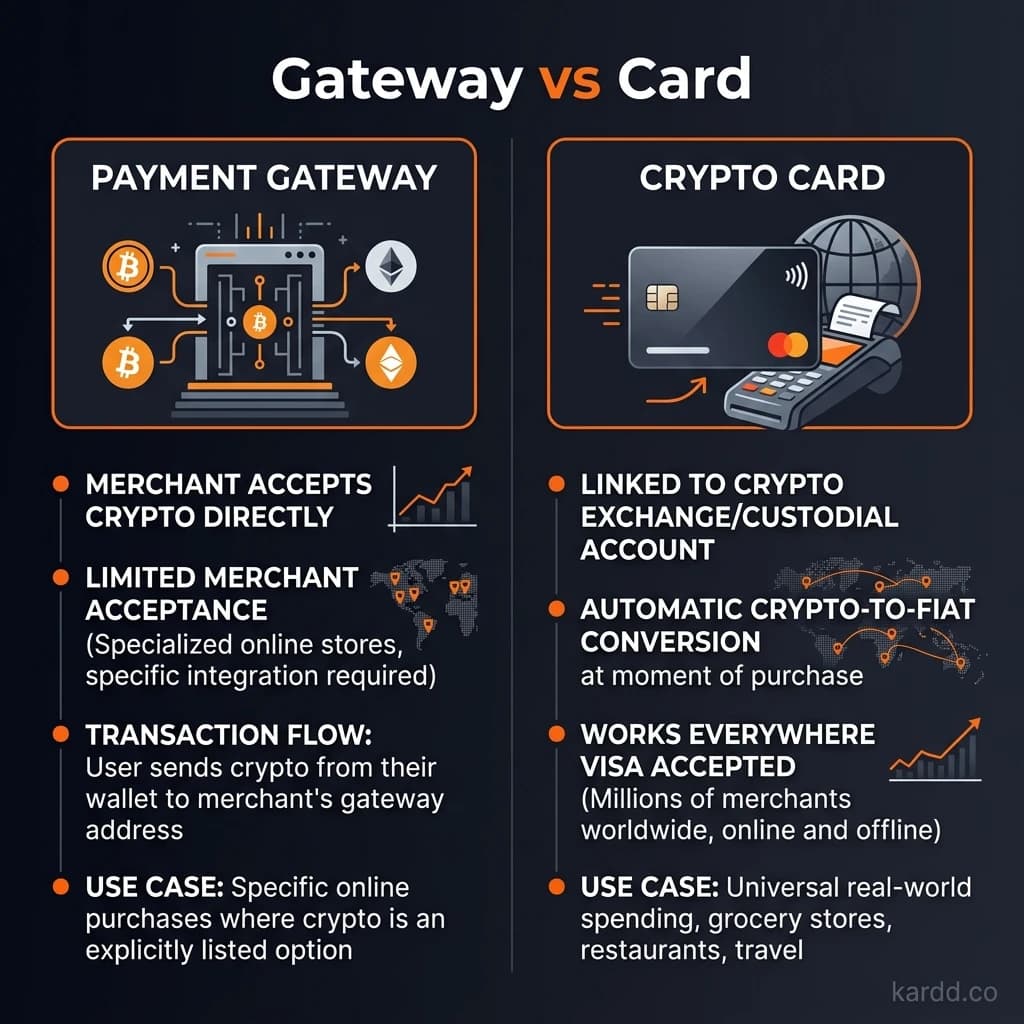 Payment gateway vs crypto debit card comparison