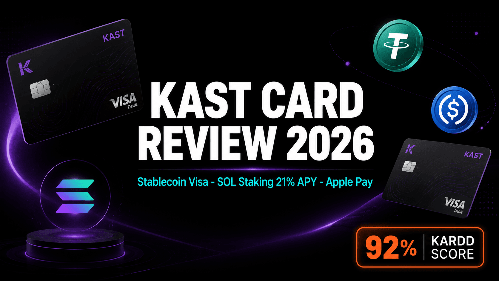 KAST Card Review 2026 - Stablecoin Visa with SOL staking up to 21% APY