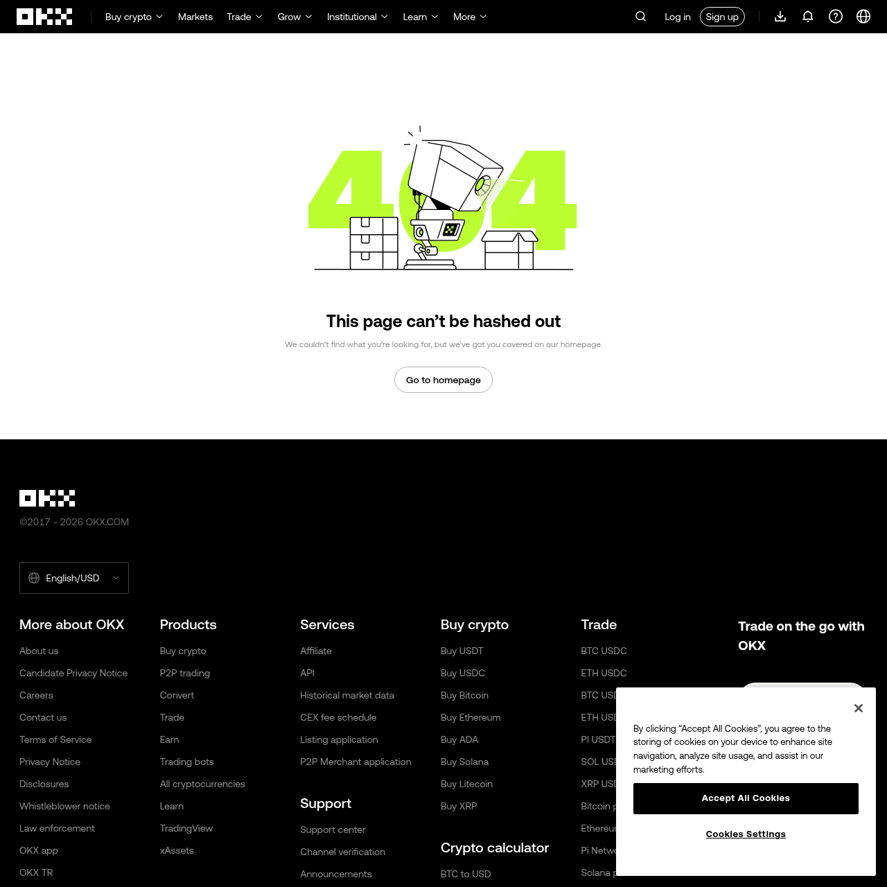 OKX Card homepage showing zero-fee MiCA-compliant stablecoin Mastercard