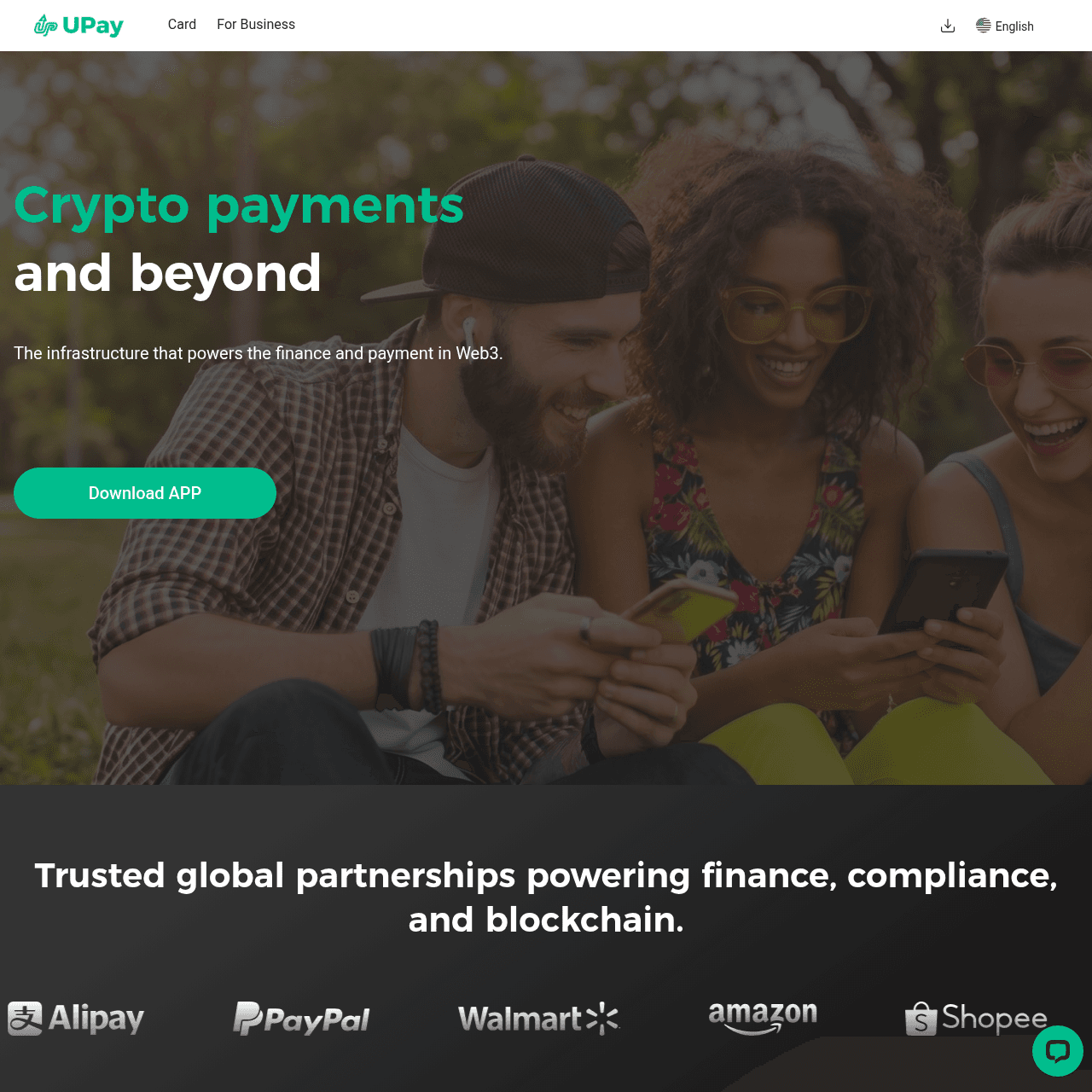 UPay.best homepage showing crypto card with 300K users, multi-regulatory licensing across 4 jurisdictions